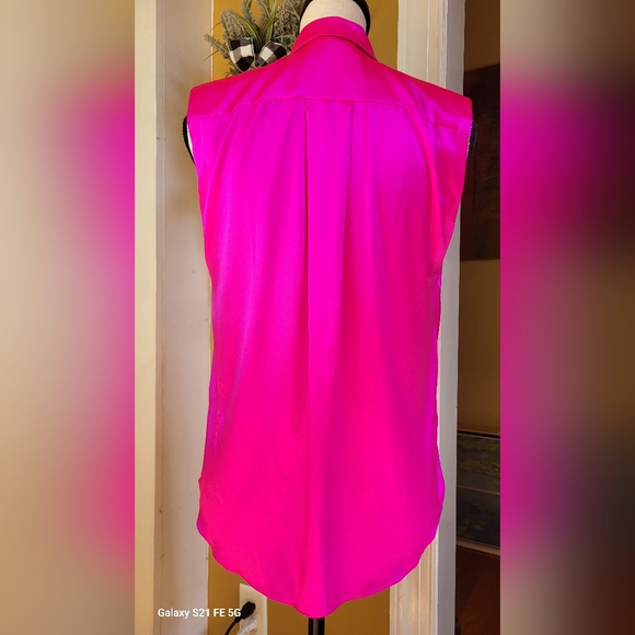 Generation Love Pink Eva Sleeveless Shoulder padded Button Down Sz. Sm NWT - Picture 6 of 13